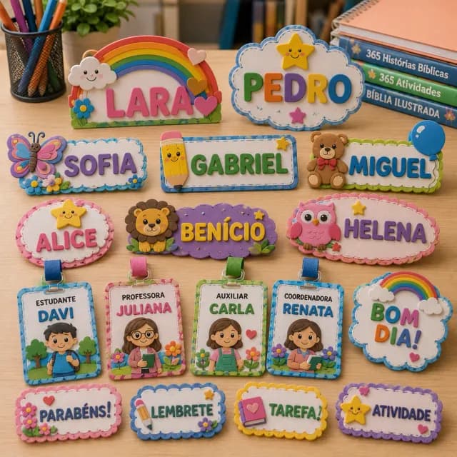 Exemplos de moldes de EVA da categoria Nomes, Crachás e Etiquetas