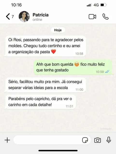 Depoimento de cliente sobre os moldes recebidos