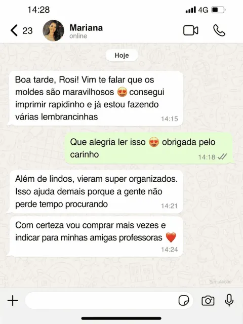 Depoimento de cliente sobre os moldes recebidos