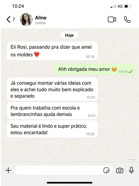 Depoimento de cliente sobre os moldes recebidos