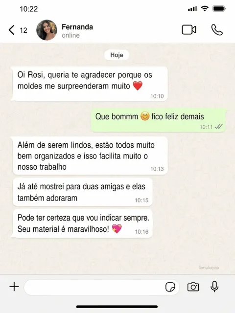 Depoimento de cliente sobre os moldes recebidos